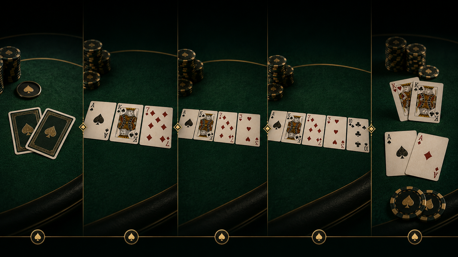 Etapas de una mano de poker desde preflop hasta river